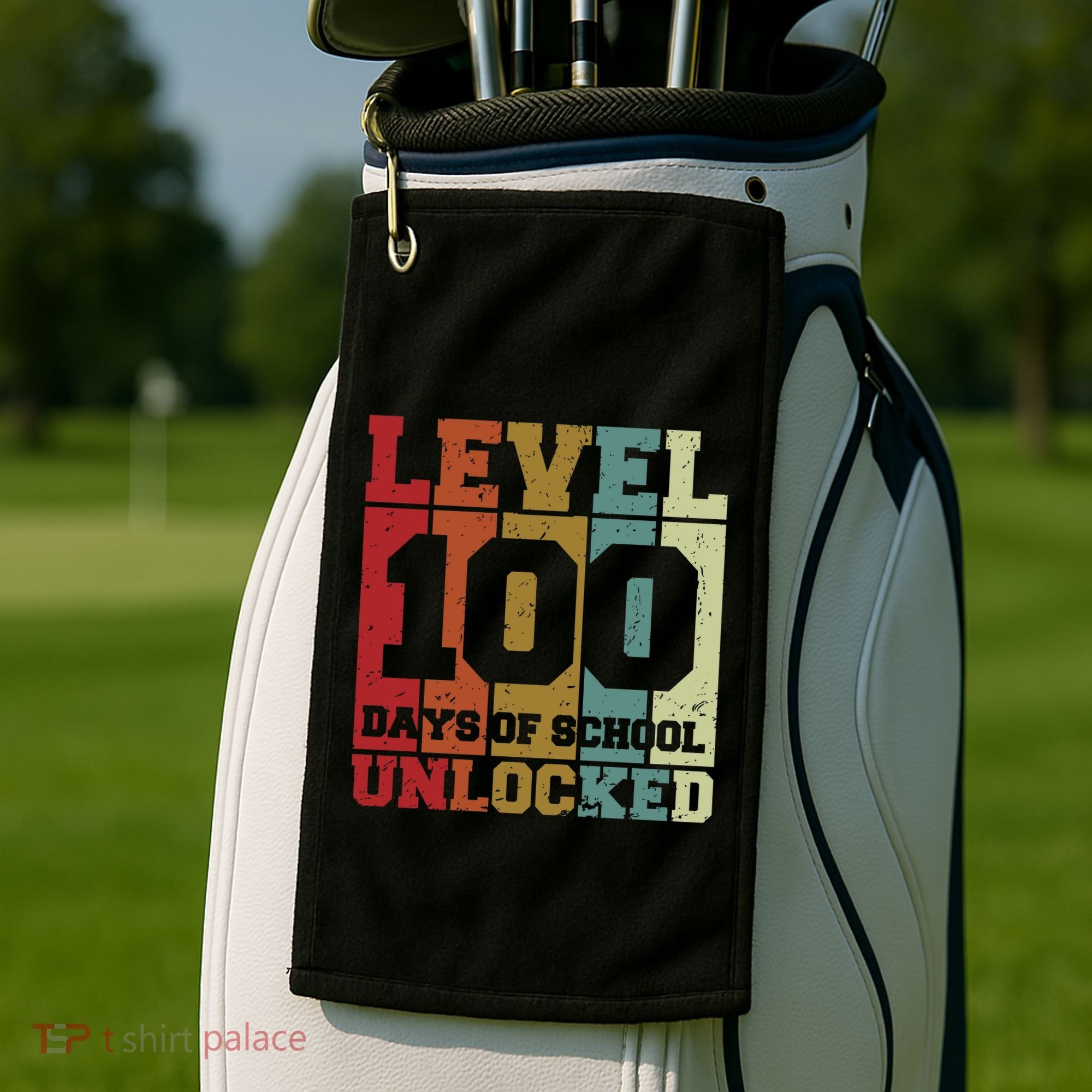 Level 100 Days Of School Unlocked Funny School Golf Towel