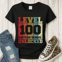 Level 100 Days Of School Unlocked Funny School Women's T-Shirt thumb 3