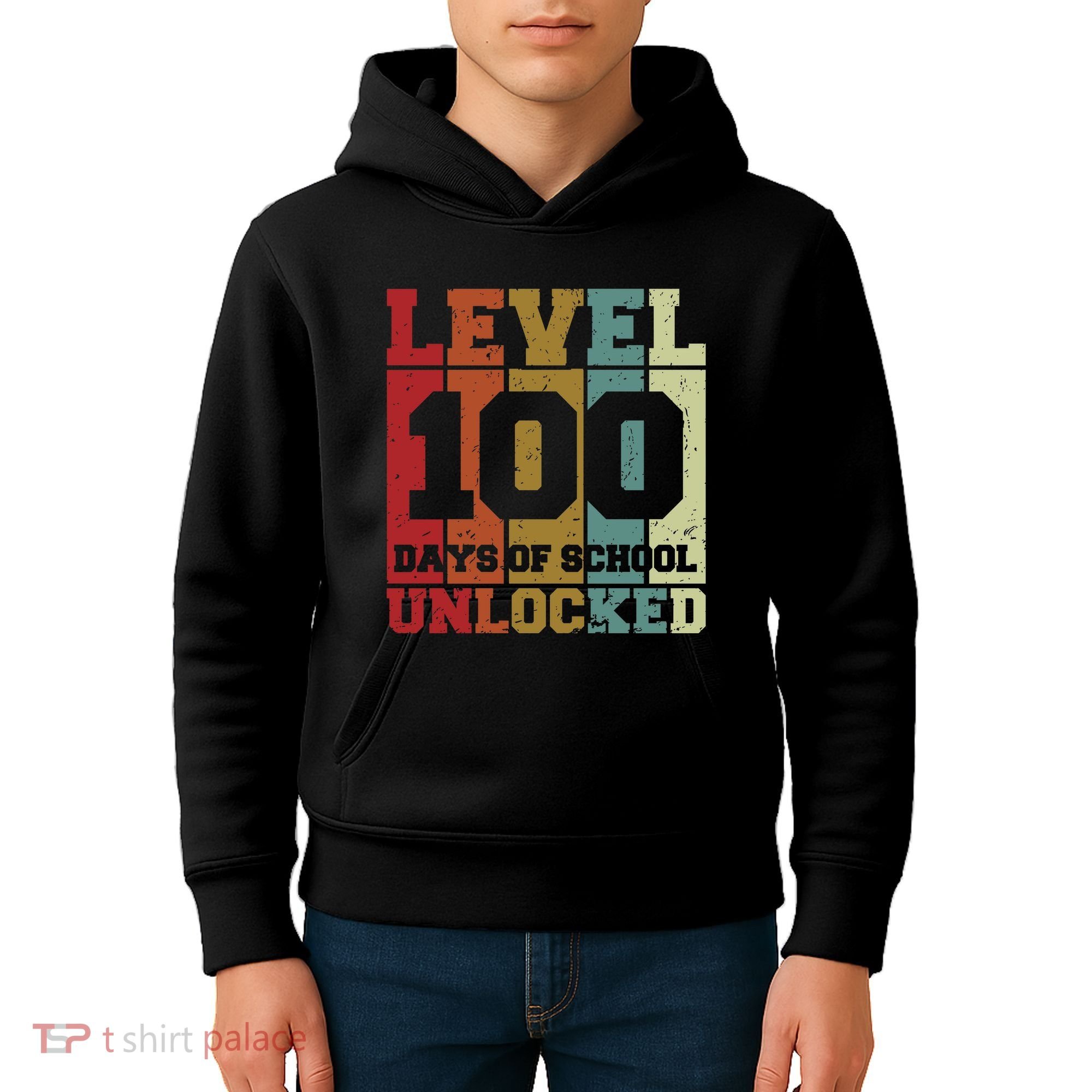 Level 100 Days Of School Unlocked Funny School Kids Hoodie