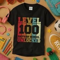 Level 100 Days Of School Unlocked Funny School Kids T-Shirt thumb 3