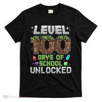 Level 100 Days Of School Unlock Gamer 100th Day T-Shirt thumb 0