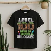 Level 100 Days Of School Unlock Gamer 100th Day T-Shirt thumb 2
