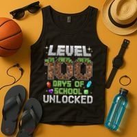 Level 100 Days Of School Unlock Gamer 100th Day Tank Top thumb 4