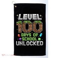 Level 100 Days Of School Unlock Gamer 100th Day Golf Towel thumb 0