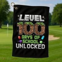 Level 100 Days Of School Unlock Gamer 100th Day Golf Towel thumb 1