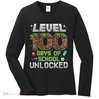 Level 100 Days Of School Unlock Gamer 100th Day Women's Long Sleeve Shirt thumb 0