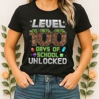 Level 100 Days Of School Unlock Gamer 100th Day Women's T-Shirt thumb 2