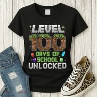 Level 100 Days Of School Unlock Gamer 100th Day Women's T-Shirt thumb 3