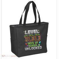 Level 100 Days Of School Unlock Gamer 100th Day Tote Bag thumb 2