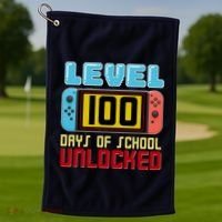 Level 100 Day Of School Unlocked Golf Towel thumb 1