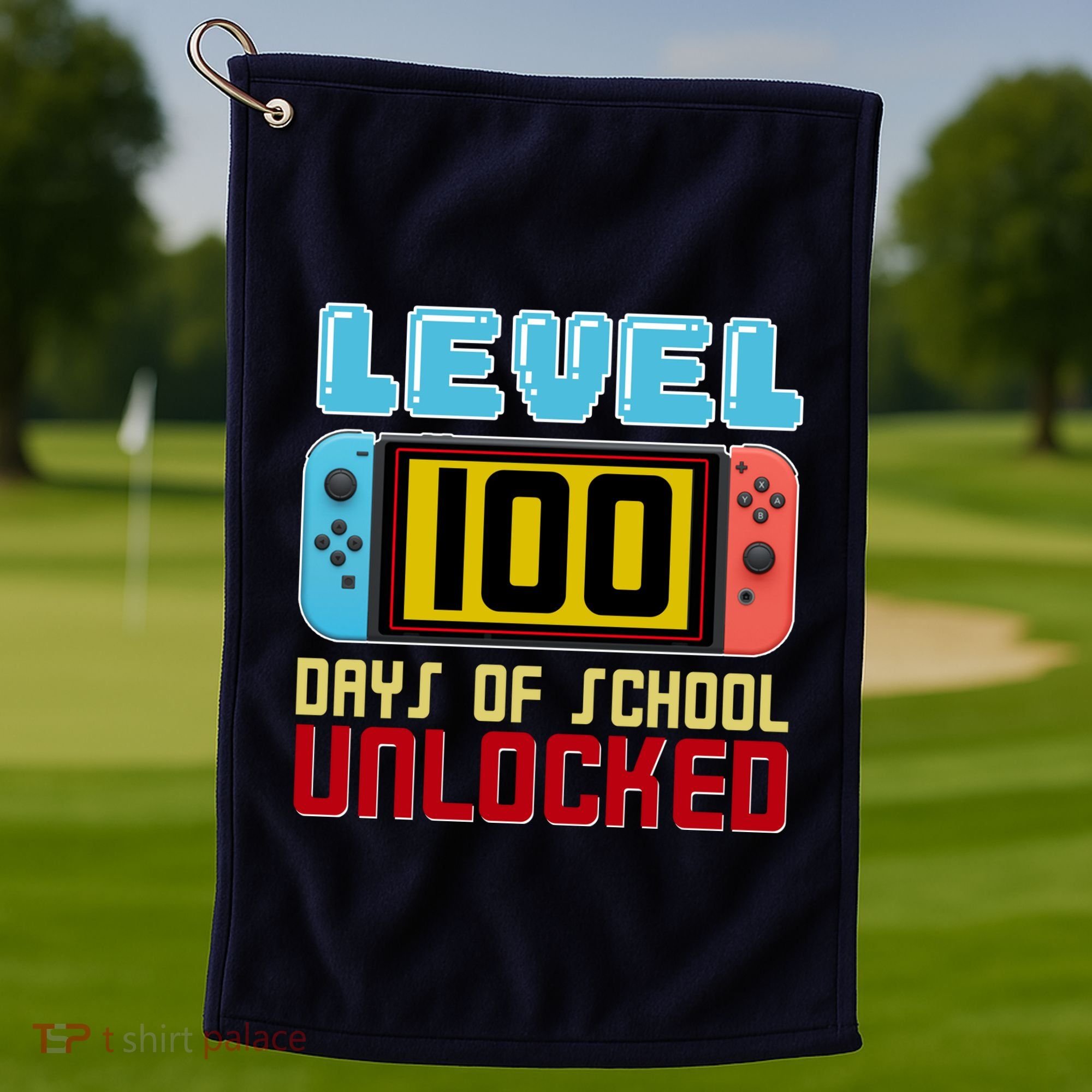 Level 100 Day Of School Unlocked Golf Towel