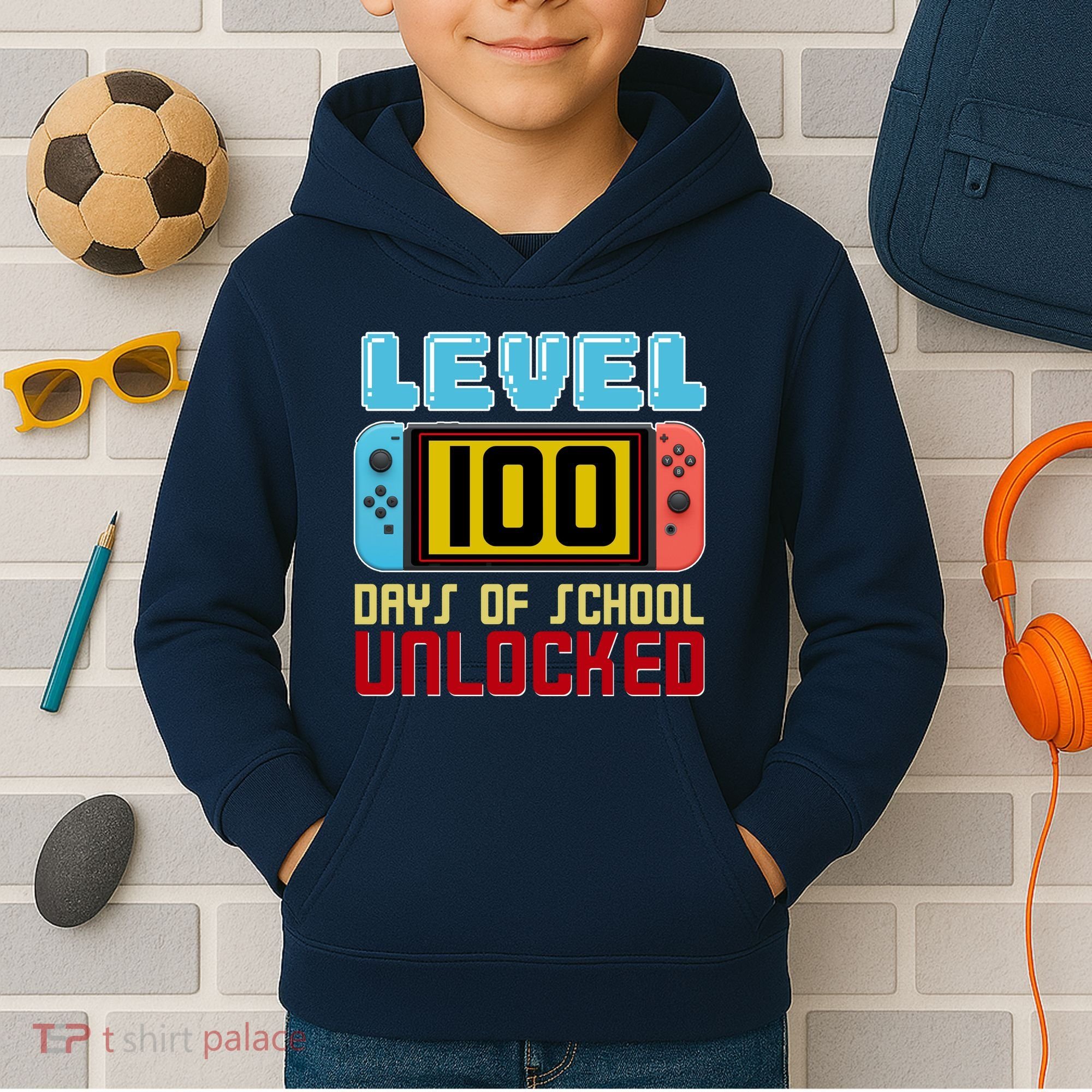 Level 100 Day Of School Unlocked Kids Hoodie