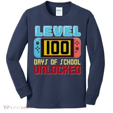 Level 100 Day Of School Unlocked Kids Long Sleeve Shirt