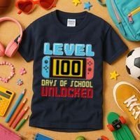 Level 100 Day Of School Unlocked Kids T-Shirt thumb 3