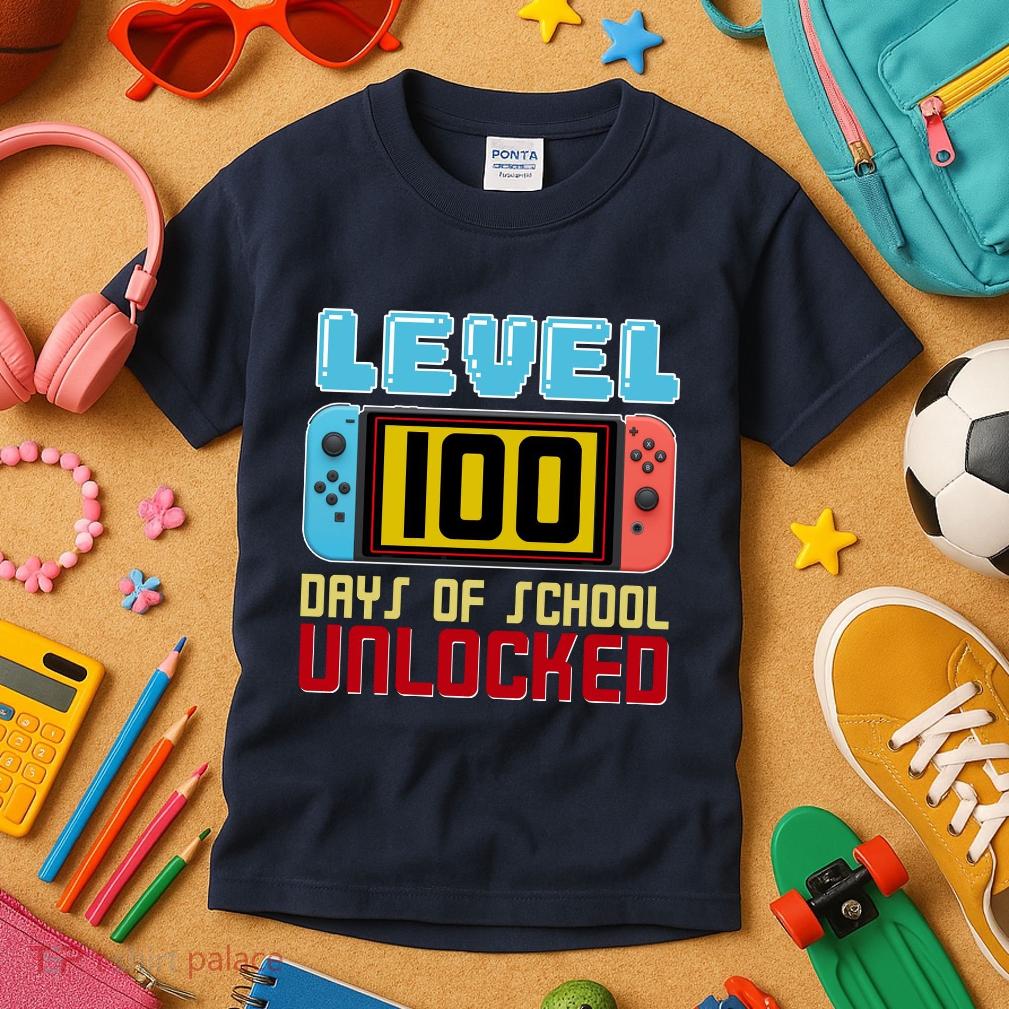 Level 100 Day Of School Unlocked Kids T-Shirt