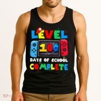 Level 100 Days Of School Complete Gamer Video Games Tank Top thumb 3