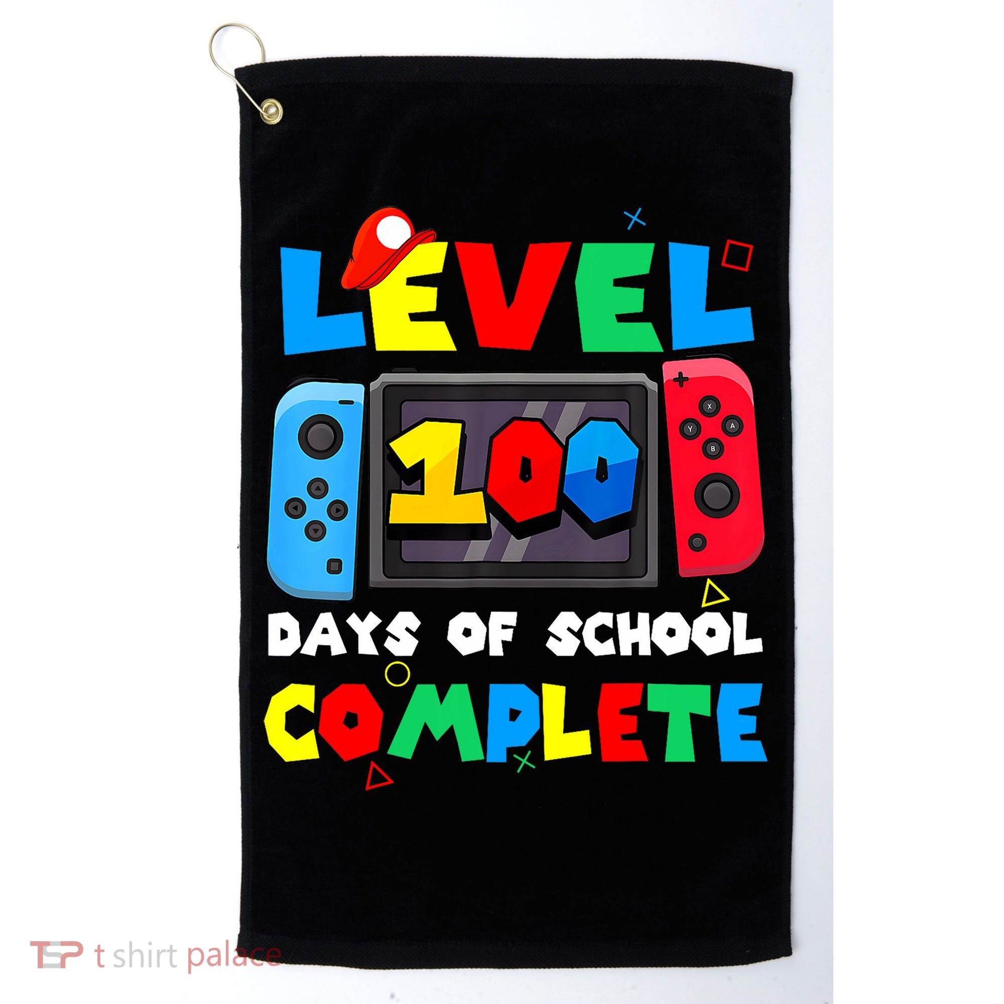 Level 100 Days Of School Complete Gamer Video Games Golf Towel