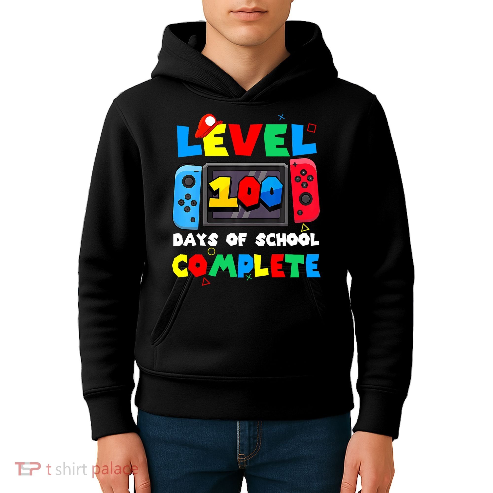 Level 100 Days Of School Complete Gamer Video Games Kids Hoodie