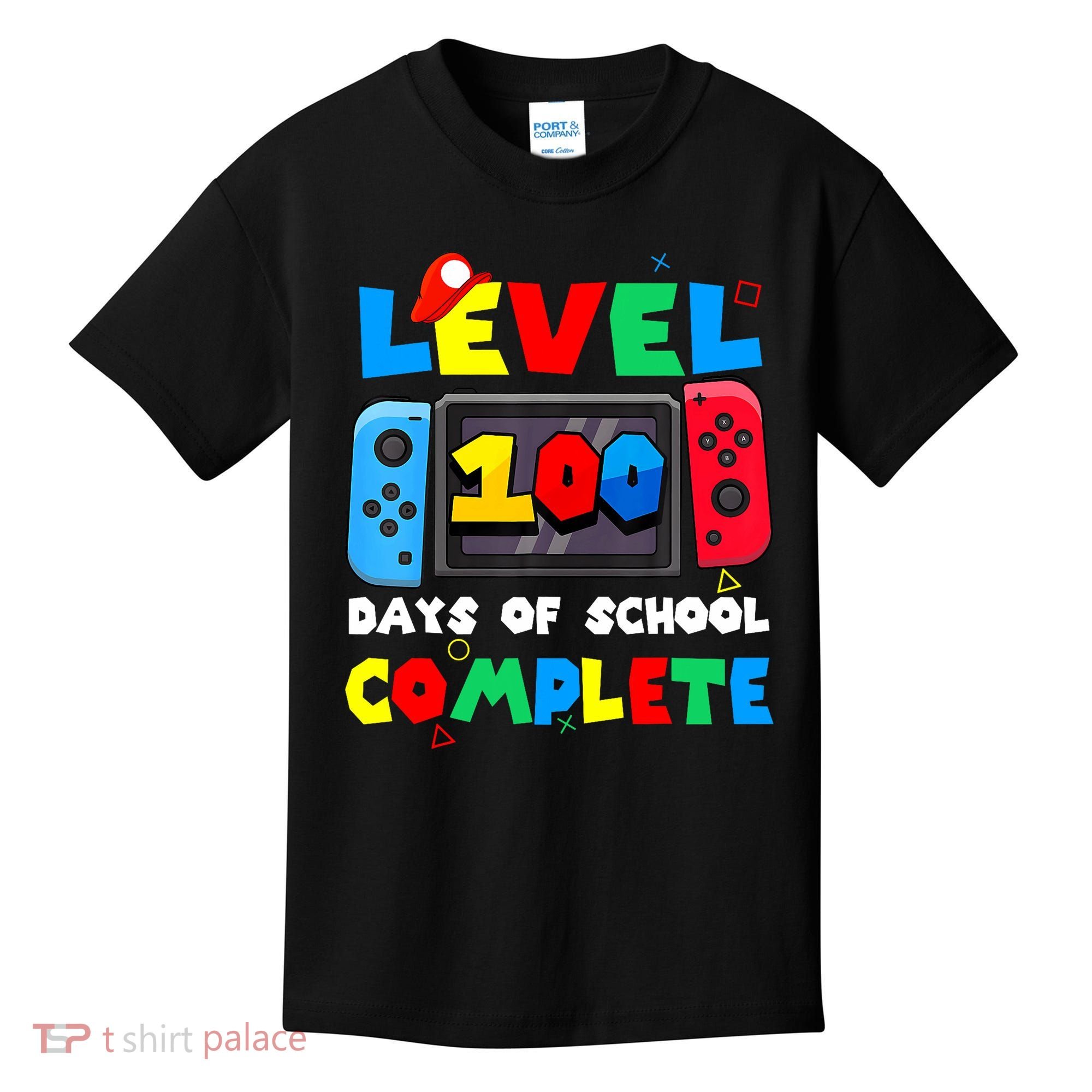 Level 100 Days Of School Complete Gamer Video Games Kids T-Shirt