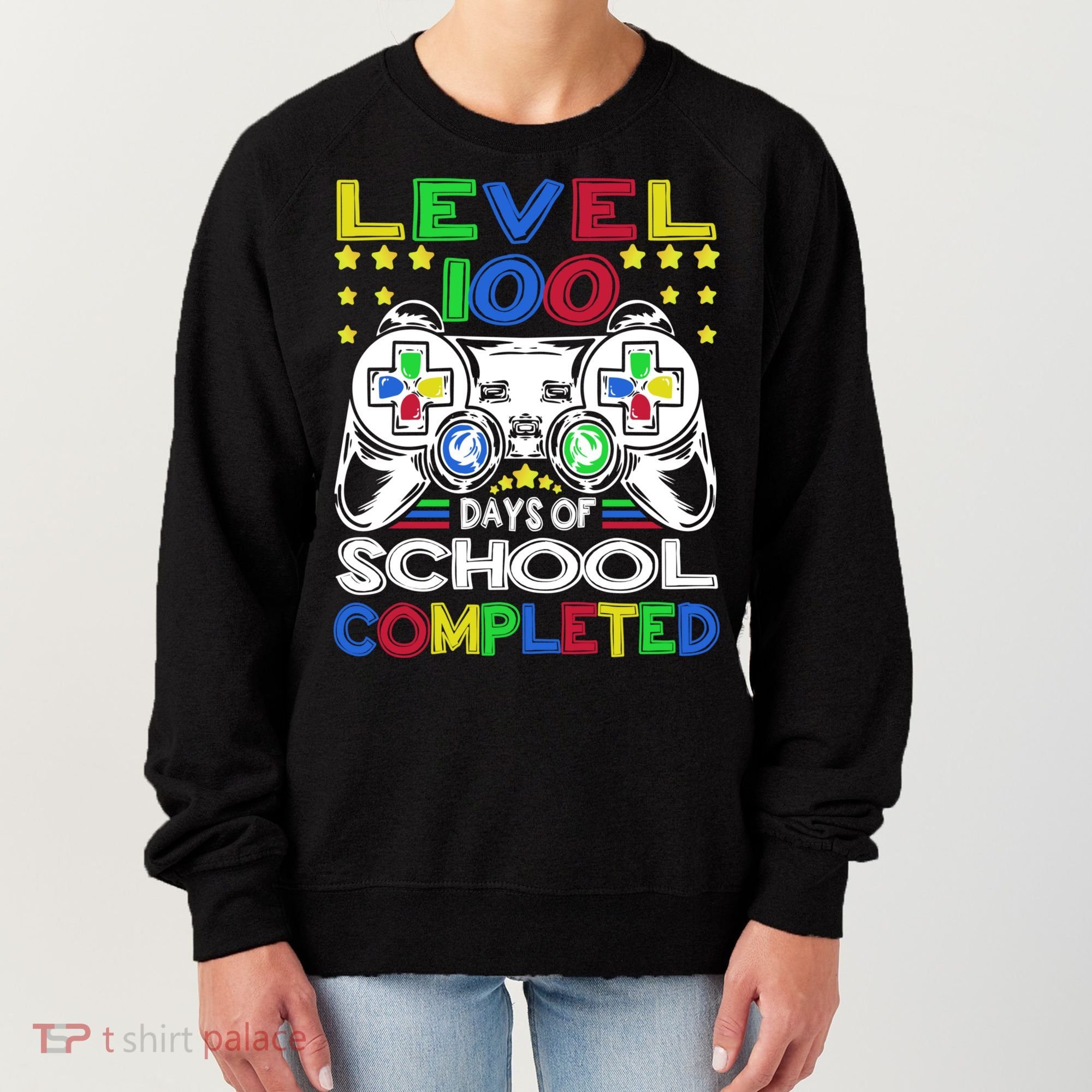 Level 100 Days Of School Completed 100th Day Gamer Boys Kids Women's Sweatshirt