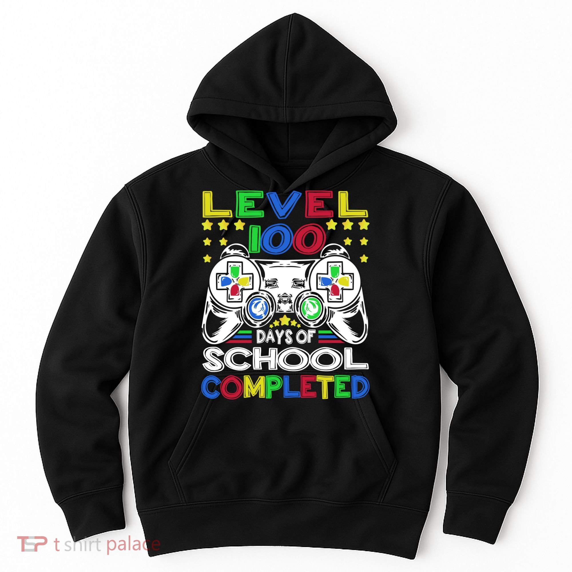 Level 100 Days Of School Completed 100th Day Gamer Boys Kids Hoodie