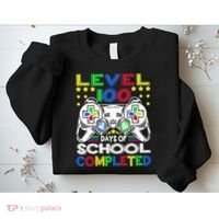 Level 100 Days Of School Completed 100th Day Gamer Boys Kids Sweatshirt thumb 2