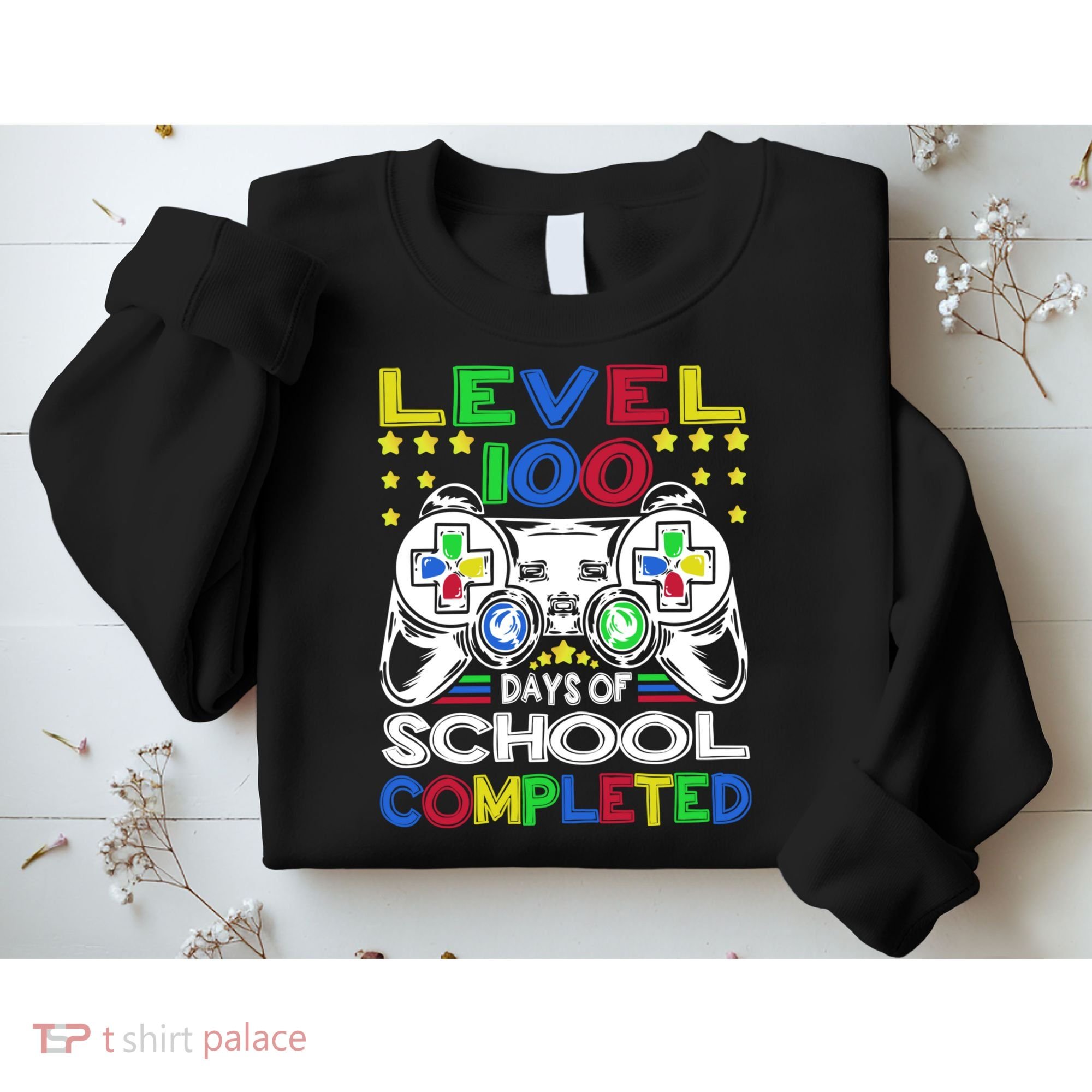 Level 100 Days Of School Completed 100th Day Gamer Boys Kids Sweatshirt