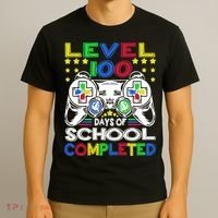 Level 100 Days Of School Completed 100th Day Gamer Boys Kids T-Shirt thumb 3