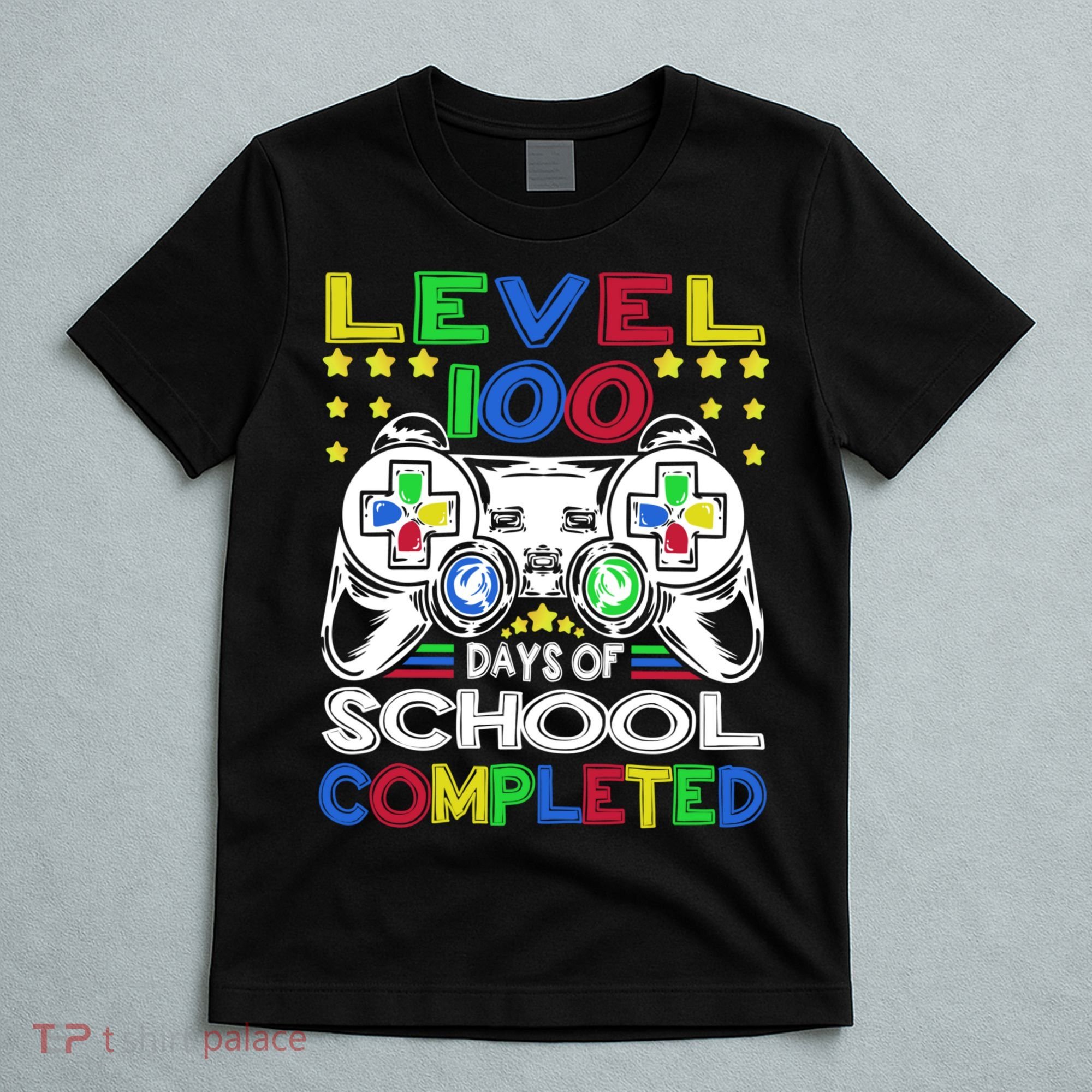 Level 100 Days Of School Completed 100th Day Gamer Boys Kids T-Shirt