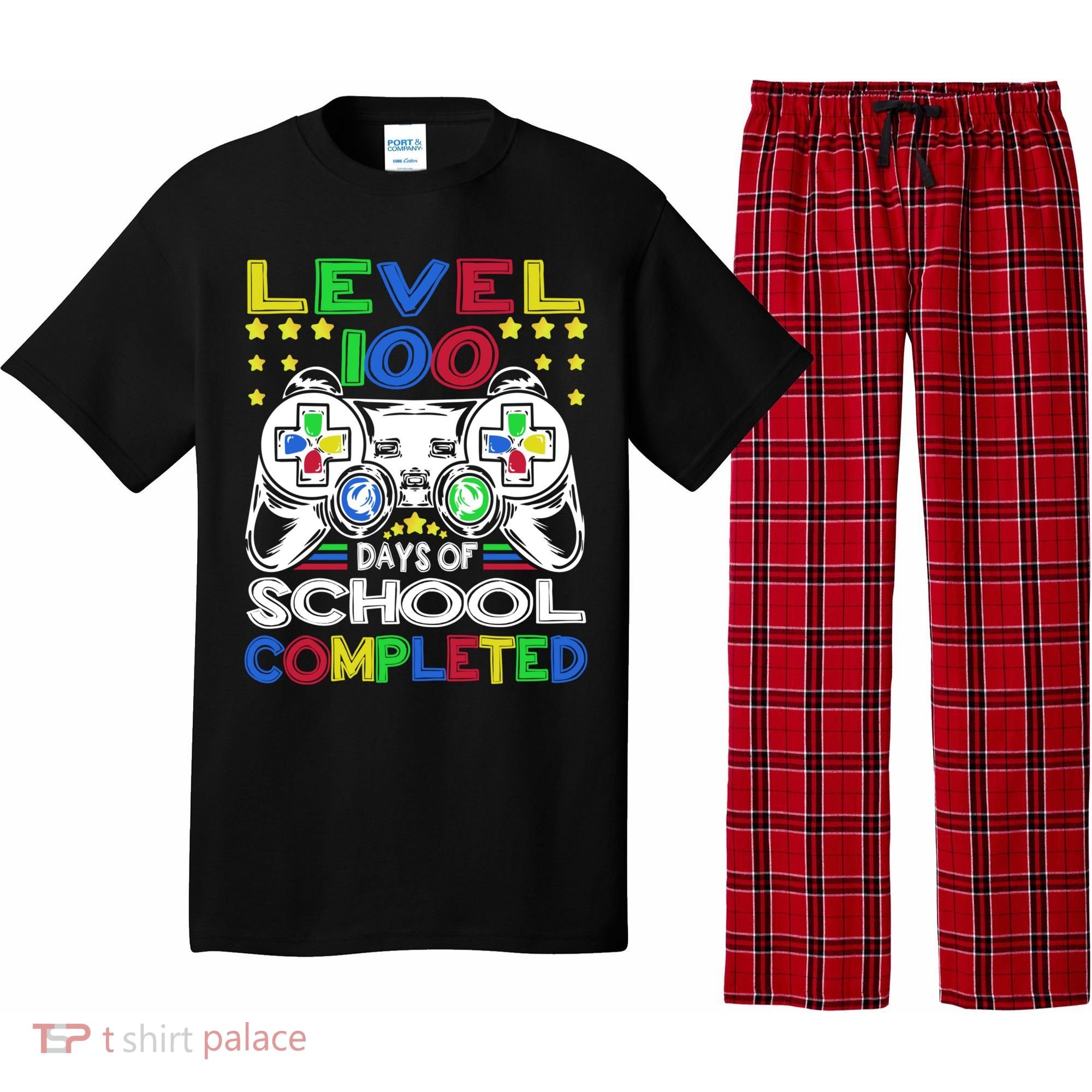 Level 100 Days Of School Completed 100th Day Gamer Boys Kids Pajama Set