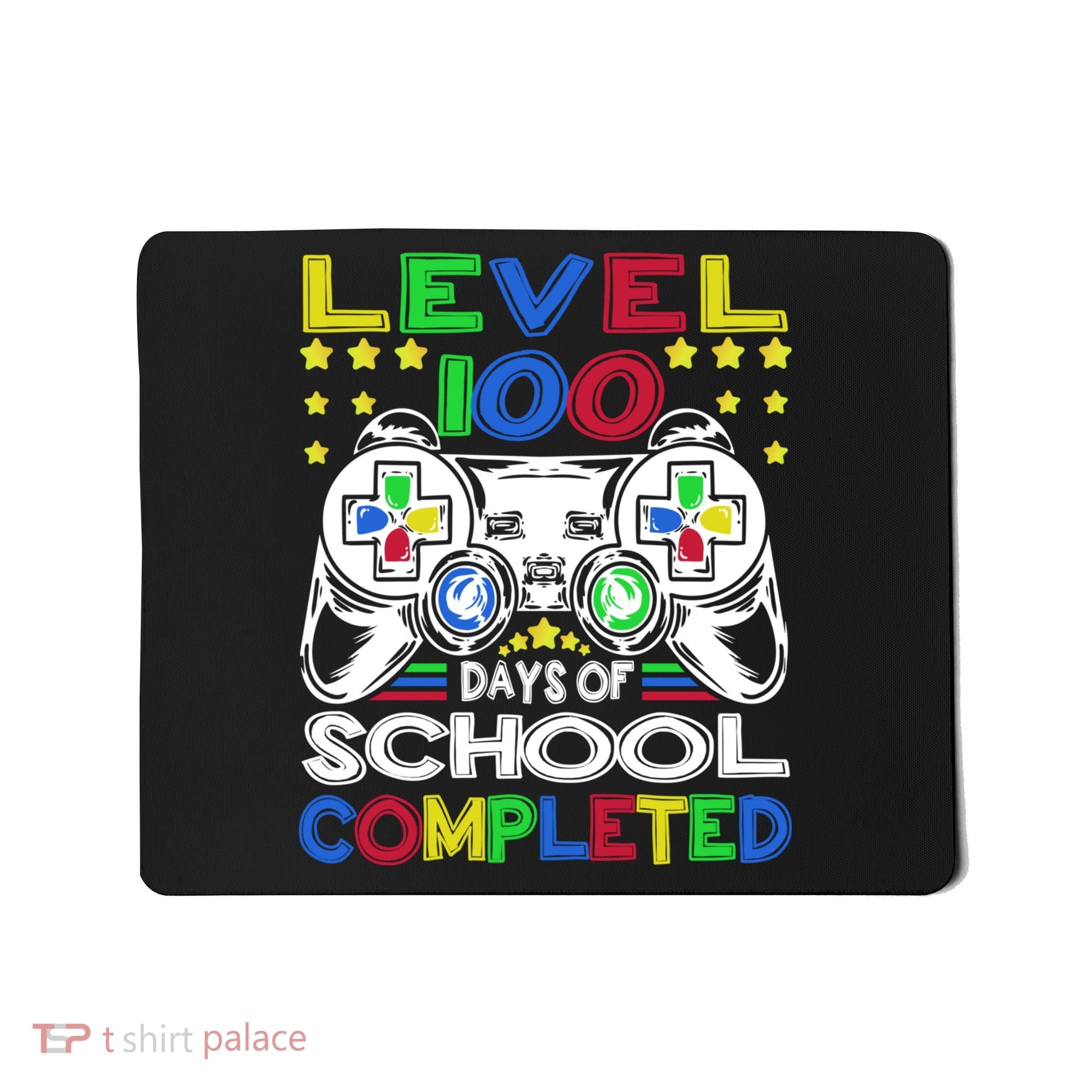 Level 100 Days Of School Completed 100th Day Gamer Boys Kids Mousepad