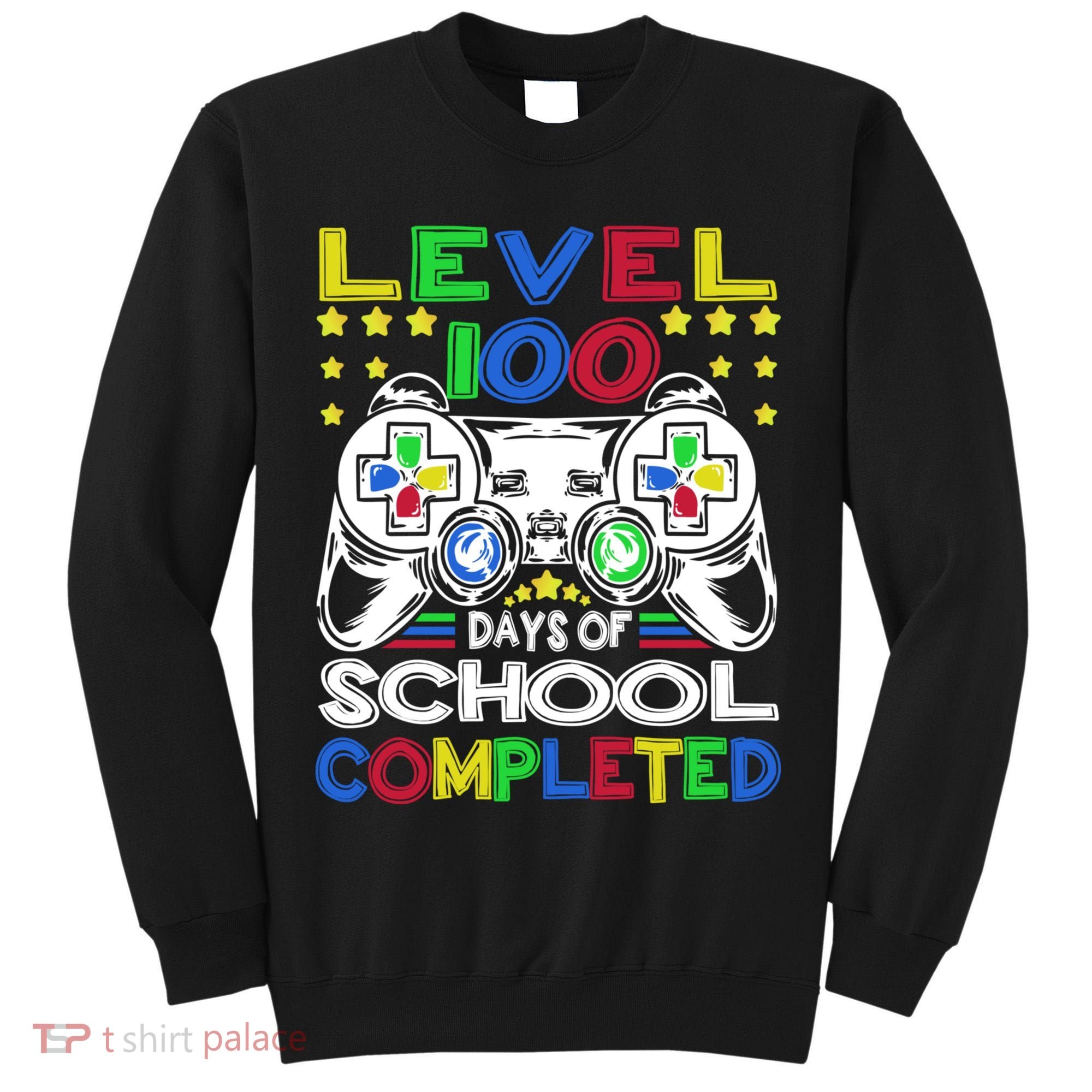 Level 100 Days Of School Completed 100th Day Gamer Boys Kids Tall Sweatshirt