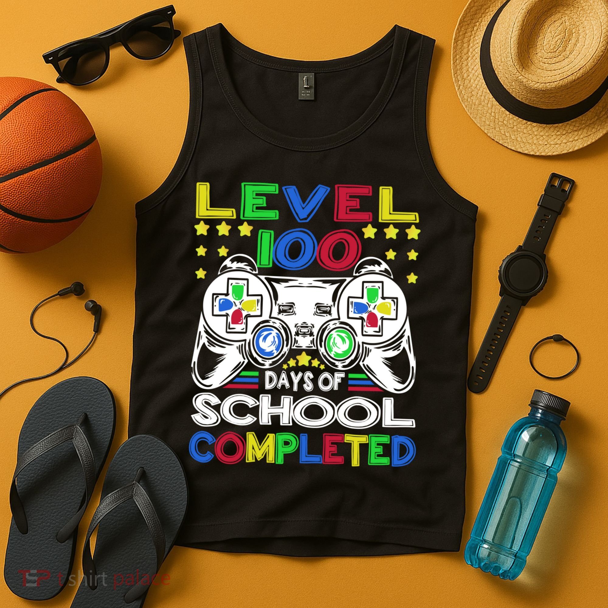 Level 100 Days Of School Completed 100th Day Gamer Boys Kids Tank Top
