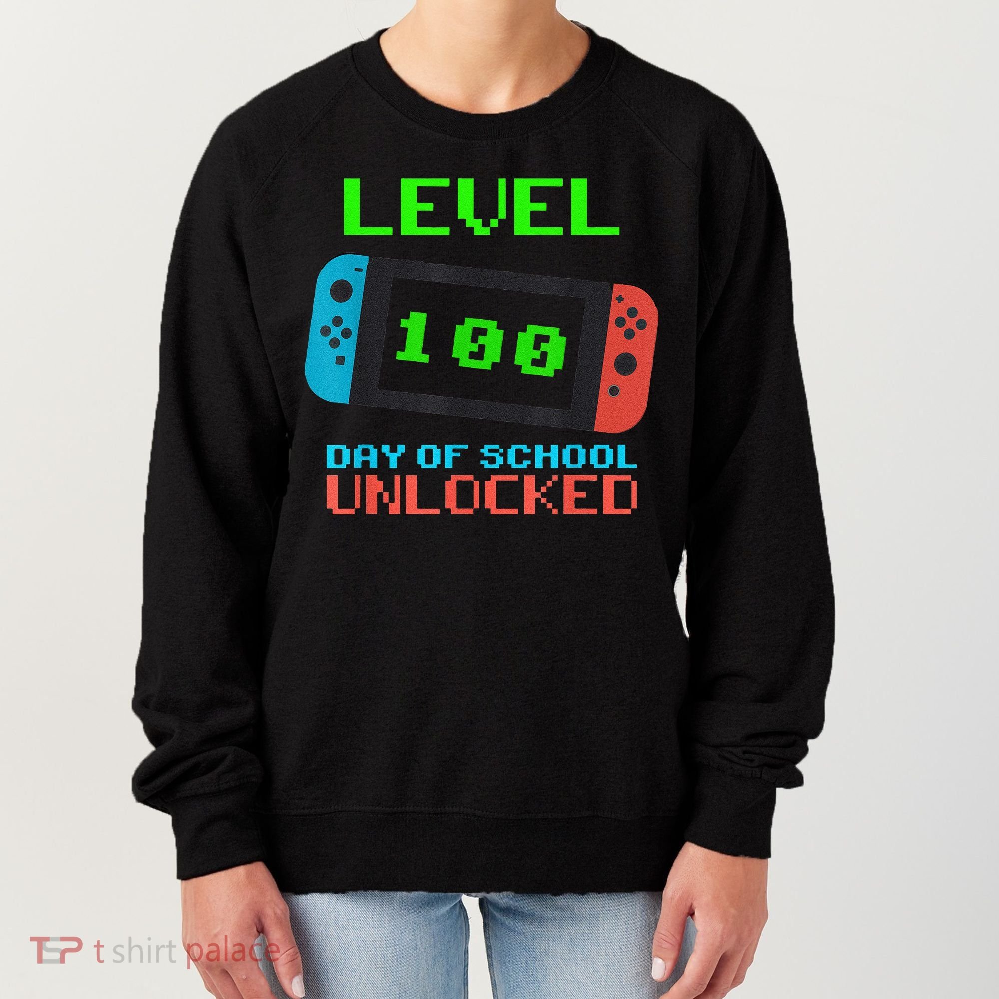 Level 100 Days Of School Unlocked Gamer Video Games Women's Sweatshirt
