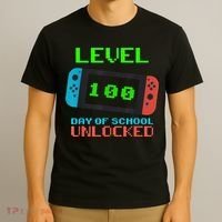 Level 100 Days Of School Unlocked Gamer Video Games T-Shirt thumb 3