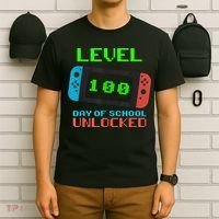 Level 100 Days Of School Unlocked Gamer Video Games T-Shirt thumb 6