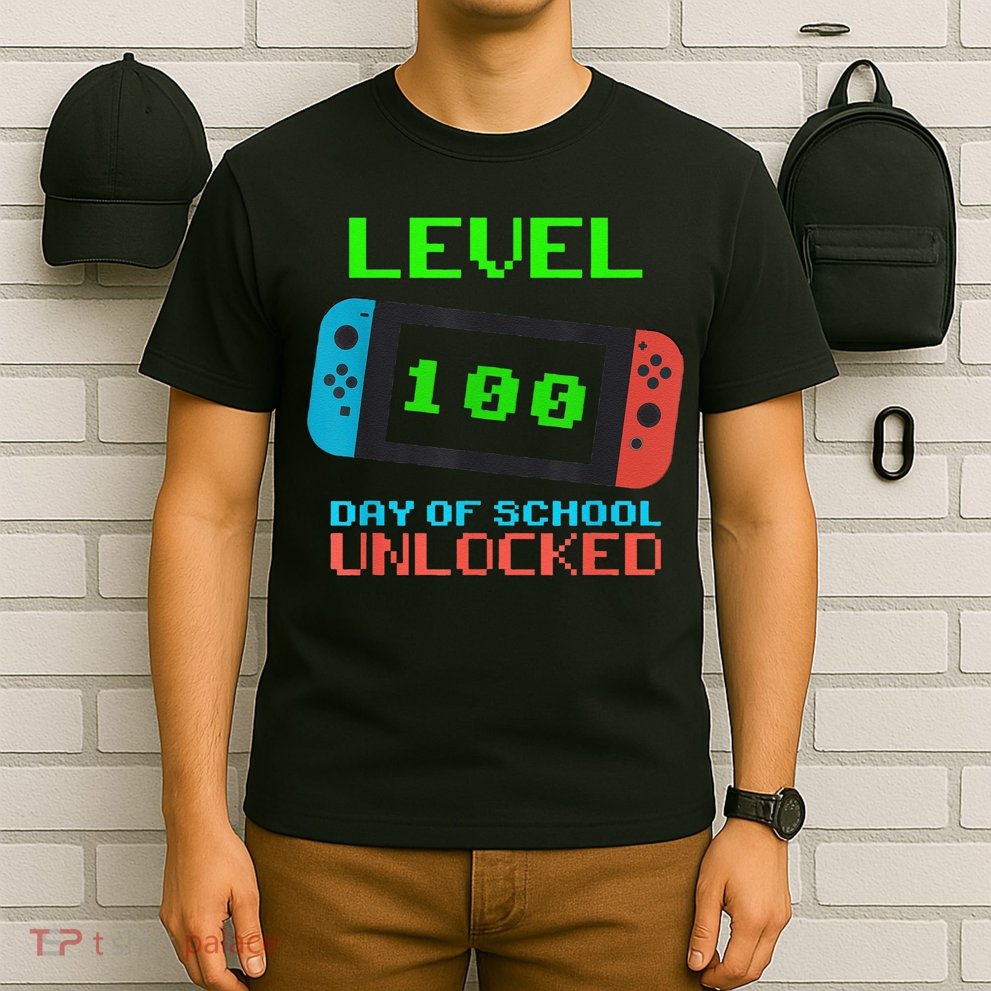 Level 100 Days Of School Unlocked Gamer Video Games T-Shirt