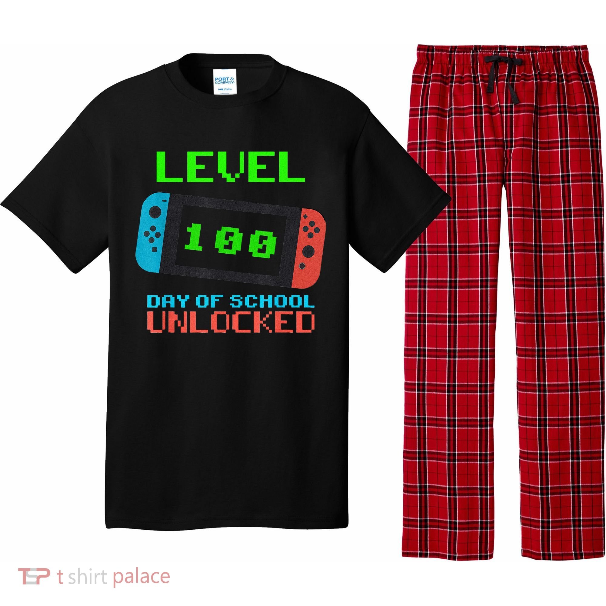 Level 100 Days Of School Unlocked Gamer Video Games Pajama Set