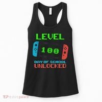 Level 100 Days Of School Unlocked Gamer Video Games Women's Tank Top thumb 0