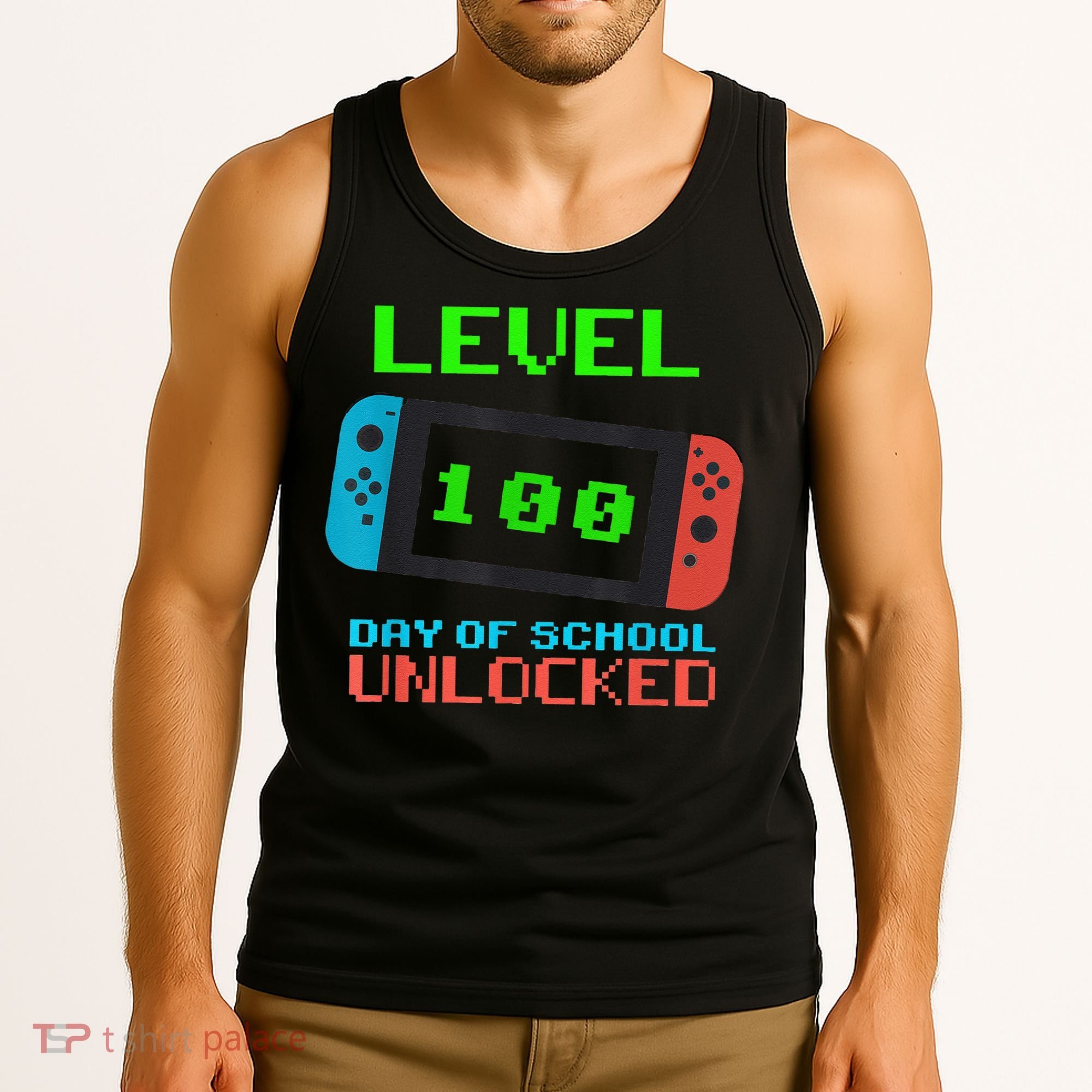Level 100 Days Of School Unlocked Gamer Video Games Tank Top