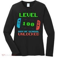 Level 100 Days Of School Unlocked Gamer Video Games Women's Long Sleeve Shirt thumb 0