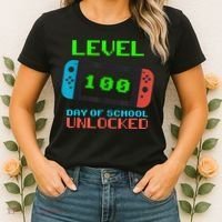 Level 100 Days Of School Unlocked Gamer Video Games Women's T-Shirt thumb 2