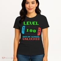 Level 100 Days Of School Unlocked Gamer Video Games Women's T-Shirt thumb 4