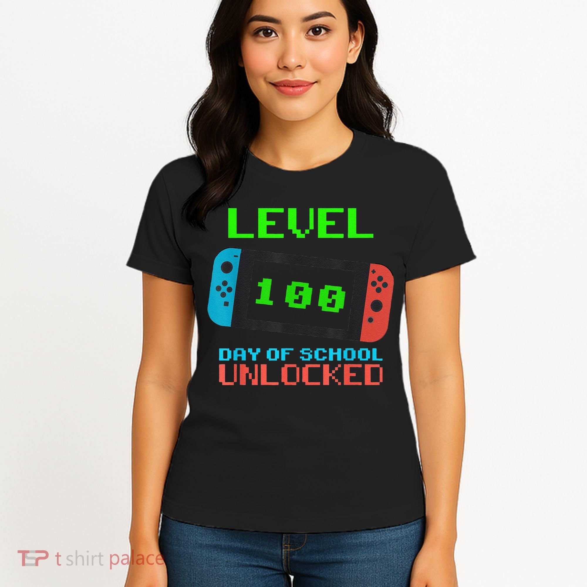 Level 100 Days Of School Unlocked Gamer Video Games Women's T-Shirt