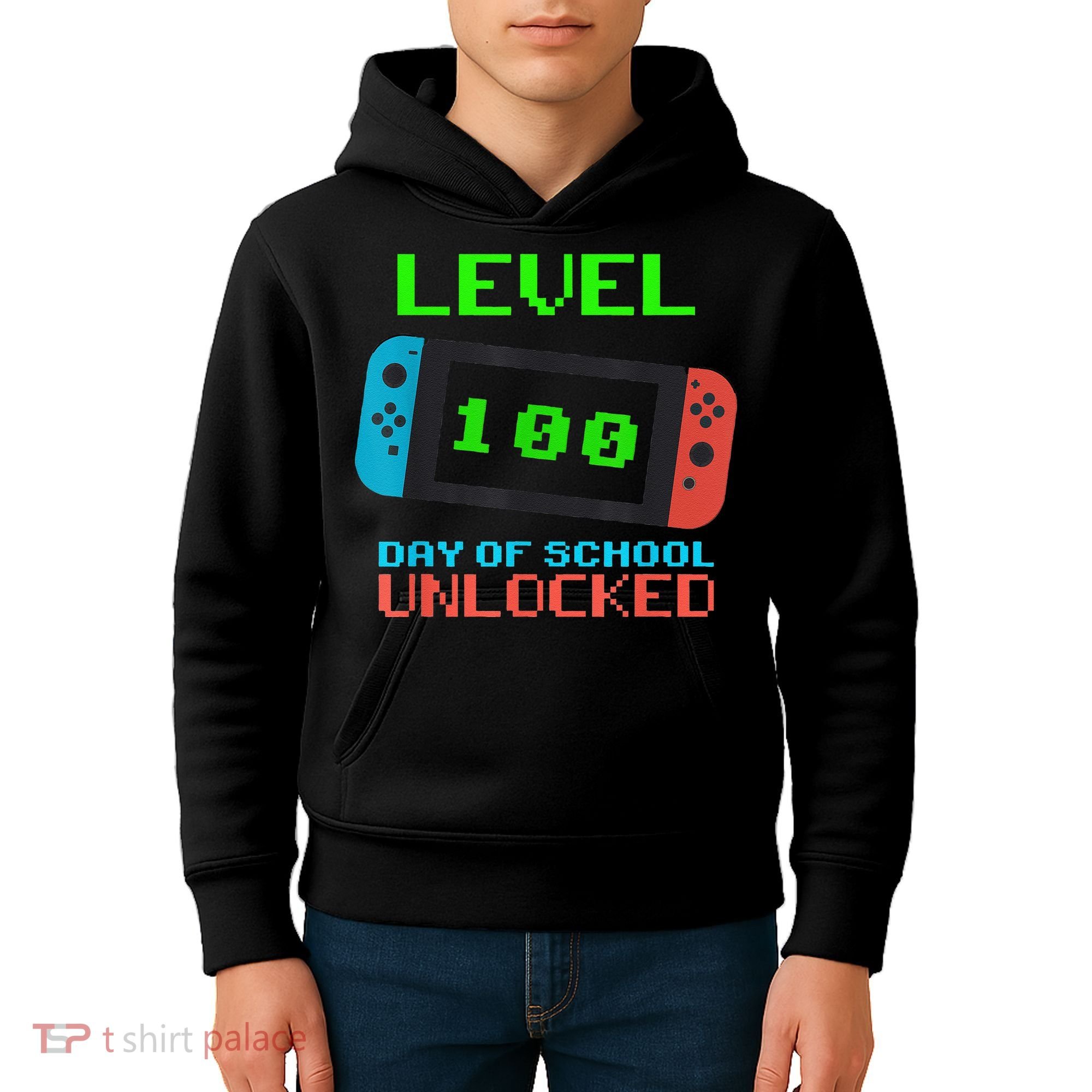 Level 100 Days Of School Unlocked Gamer Video Games Kids Hoodie