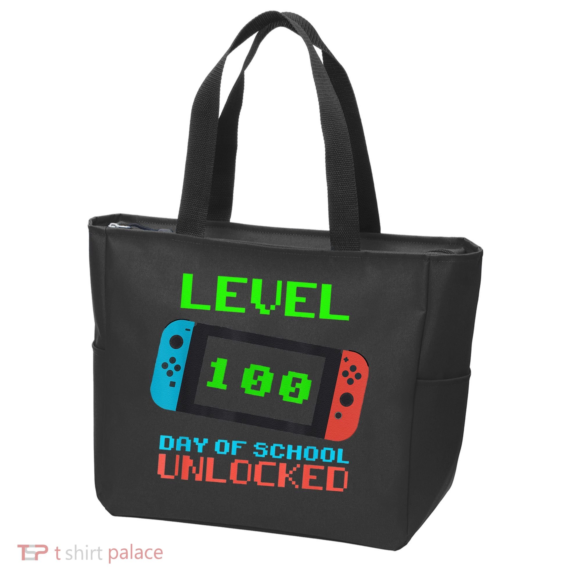 Level 100 Days Of School Unlocked Gamer Video Games Tote Bag