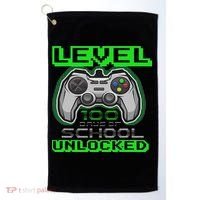 Level 100 Days Of School Unlocked Video Game Golf Towel thumb 0