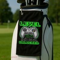 Level 100 Days Of School Unlocked Video Game Golf Towel thumb 2