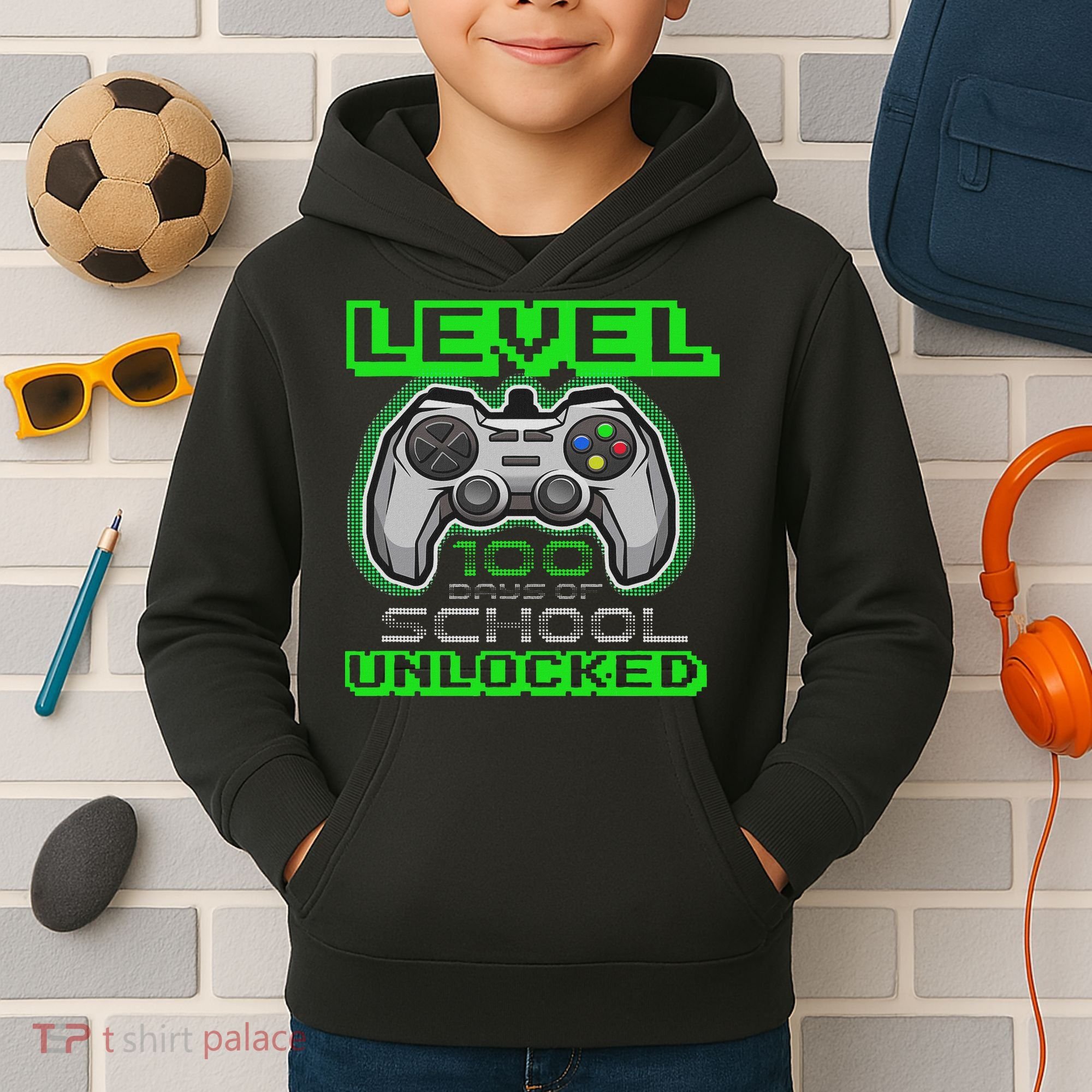 Level 100 Days Of School Unlocked Video Game Kids Hoodie