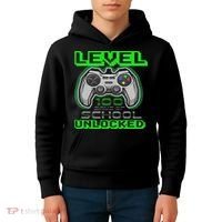 Level 100 Days Of School Unlocked Video Game Kids Hoodie thumb 4